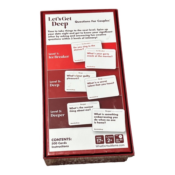 What Do You Meme? Let's Get Deep Questions for Couples Card Game - Picture 2 of 3